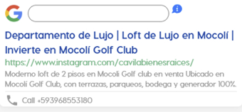 Example client search ad shown on Google
